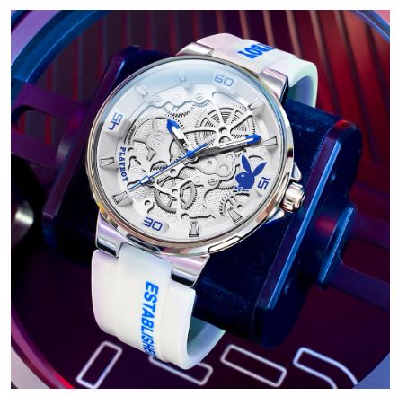 Playboy Watch For Men Waterproof Luminous Silicone Strap Original Mechanical Dial Trendy Fashion Style Men's Watch