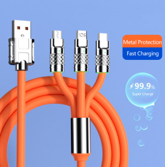 3 IN 1 Charging Cable 120W 6A Super Fast Charger USB Protection For Micro Type-C