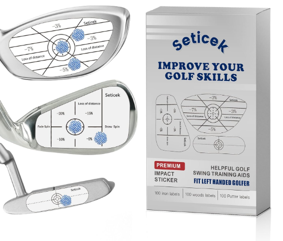 Golf Impact Tape Set 300Pcs, Self-Teaching Sweet Spot and Consistency Analysis, Golf Club Impact Stickers for Woods Irons and Putters Each 100 Pcs,Useful Training Aid Improve Ball Striking