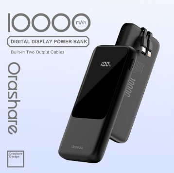 Orashare OH10 10000mAh Powerbank With Built in Cable Slim & Portable Fast Charge Powerbank Original