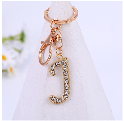 New A-Z 26 Letter Key Chains Stainless Steel Keychain Charm Fashion Accessories Key Ornaments J