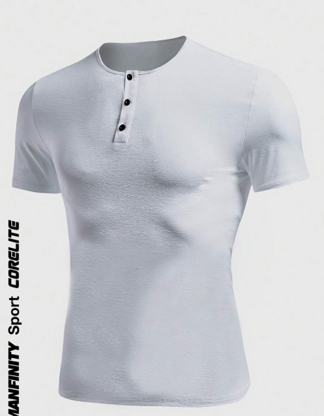 Manfinity Sport Corelite Men's Henry Collar Short Sleeve Sports T-Shirt