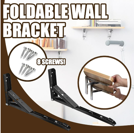 2PCS Spring Type Folding Angle Bracket Adjustable Wall Mounted Table Shelf Bracket Triangle Bracket