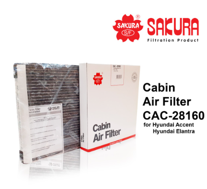 Sakura Cabin Air Filter with Activated Carbon Cac28160 for Hyundai Accent 2006, Elantra 2006-2011