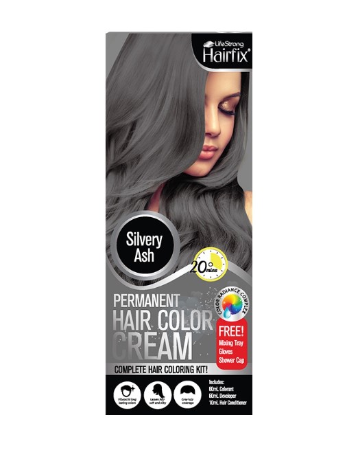 Hairfix Permanent Hair Color Cream Kit Silvery Ash 120ML
