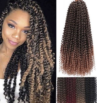 18Inch Long Passion Spring Twist Hair Crochet Braids Hair Ombre Fluffy Water Wave Curly Twist Braiding Synthetic Hair Extensions