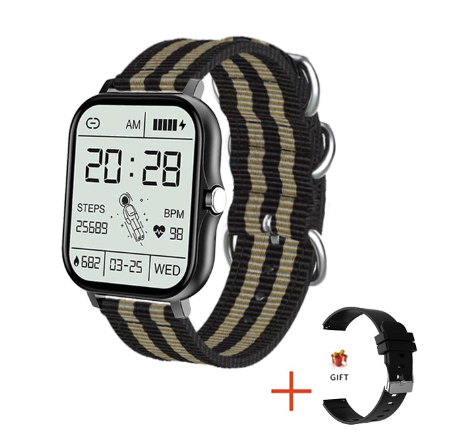 FILIEKEU Smart Watch Men Women Waterproof Sports Fitness Bluetooth Call Couple For Android And Ios BLACK NYLON BELT