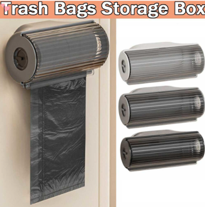 Trash Bags Storage Box, Garbage Bag Dispenser Roll Holder for Kitchen Bathroom, Wall Mounted Under Sink Trash Bag Storage Holder, Garbage