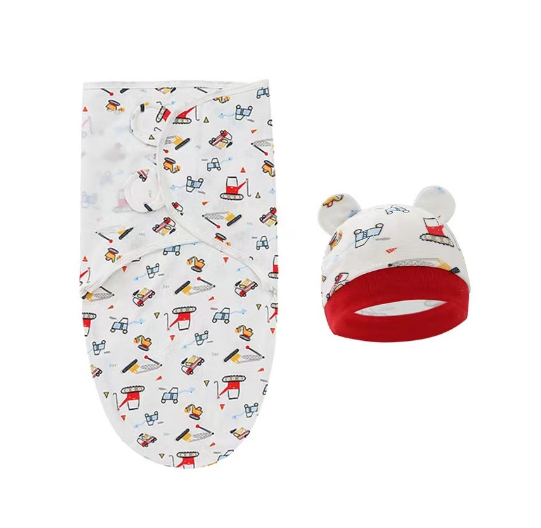 Newborn Baby Muslin Swaddle Blanket Hat Set Swaddle Bedding Wrap Blanket Baby Swaddling S63