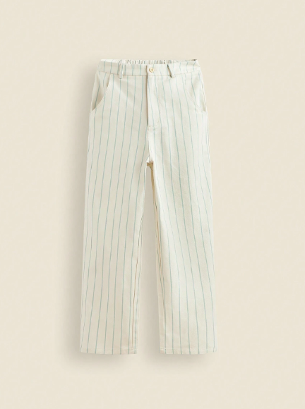 THE HAPPY LOOK Striped Print Woven Straight Leg Relaxed Casual Basic Outdoor Long Pants, Suitable For Teen Girls In Spring, Summer, Autumn And Winter