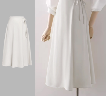 Lovito Women Double Layer Lace Up Skirts L68ED095 White