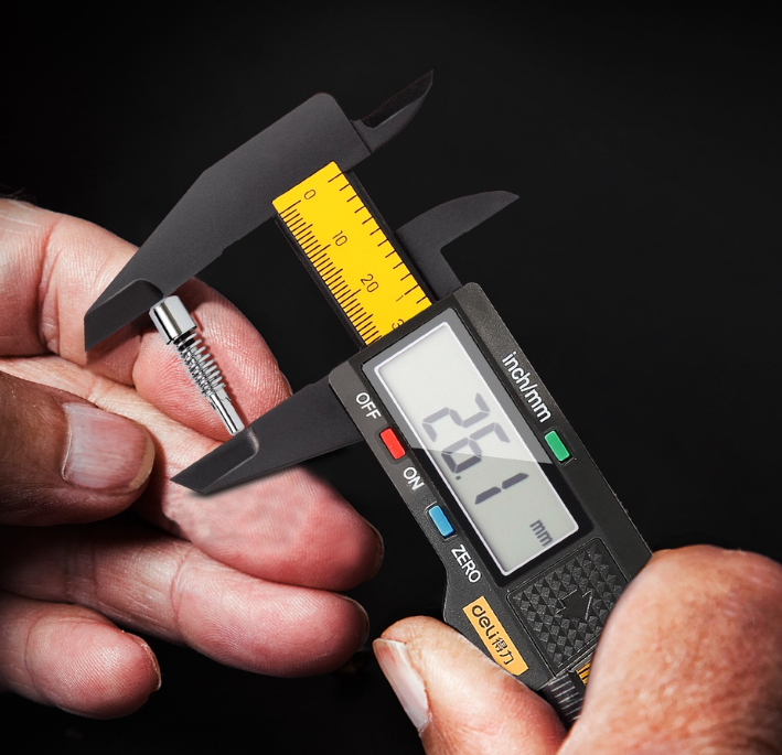 Deli Power Tool Digital Display Simple Caliper 150mm Yellow Handle