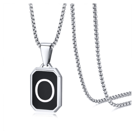 Vnox Brand Fashionable A-Z Letter Men's Necklace, Stainless Steel Simple Pendant, Non Fading Collar, Box Chain Gift Jewelry O