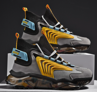 Fashion Men's High-top Shoes Net Red Ins Old Shoes Thick-soled Breathable Rubber Sneakers