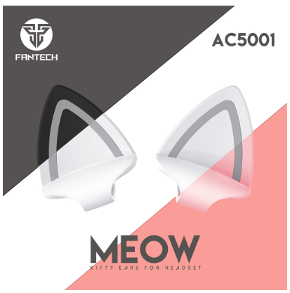HOB Fantech AC5001 Cat Ear for Gaming Headset Headphone Cute Flexible Bases Black Pink White
