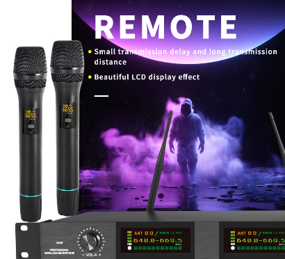 Wireless Microphone UR-24D UHF Dual Channel 2 Handheld Mic Easy to Use Karaoke