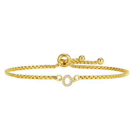 Vnox Handmade Initial Letter Bracelet,Gold Alphabet Charms Chain with Ball Clasp,Luxury Gifts for Women O