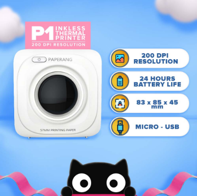 Paperang P1 White Portable Thermal Printer with Free Roll of Paper