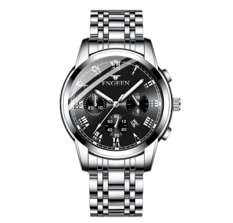FNGEEN Men's Quartz Watch SILVER BLACK