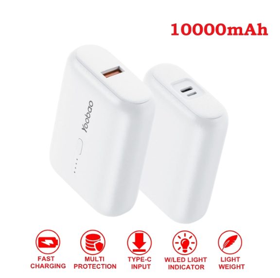 Yoobao PD20 Mini 10000mAh PD20W Fast Charge 2 Output 2 Input Small Size Power Bank