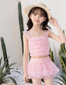 Children Swimsuit Girls Split Skirt Style Medium Big Korean Cute Princess Baby Sunscreen