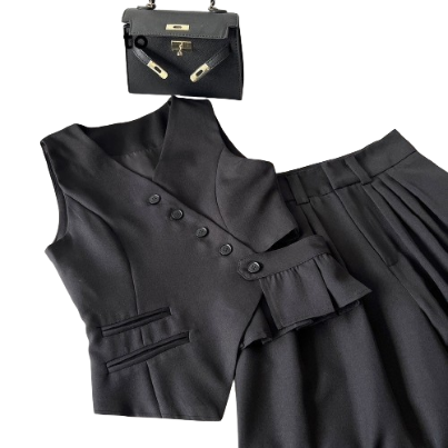 Lovito Women Button Tank Top LNA21169 (Black)