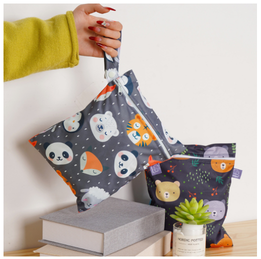 Elinfant 2 Pcs-Set Mini Eco-friendly Portable Waterproof Snack Bag Washable Reusable Baby Diaper Bag D024