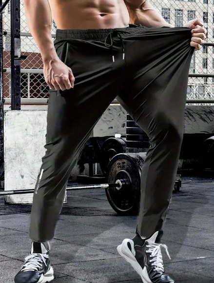 Men Drawstring Waist Sports Pants