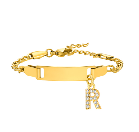 Vnox Baby Name Bracelet with Letter Pendant,Toddler Child ID Bracelet Girl Boy Birthday Gift R