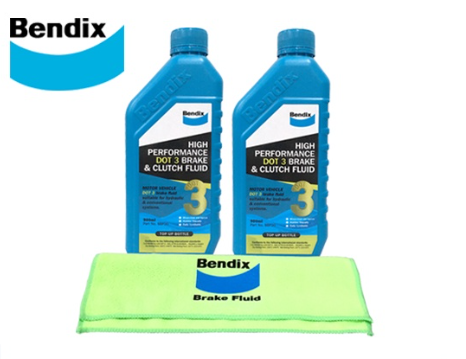 Bendix High Performance Dot 3 Brake And Clutch Fluid 900ml With Microfiber Towel 2 Pcs.