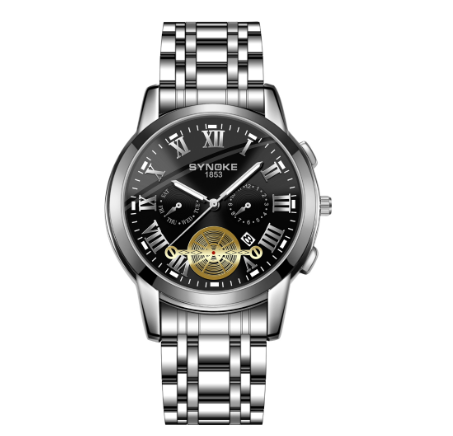 Synoke business quartz watch fashion minimalist design men's watch SILVER BLACK