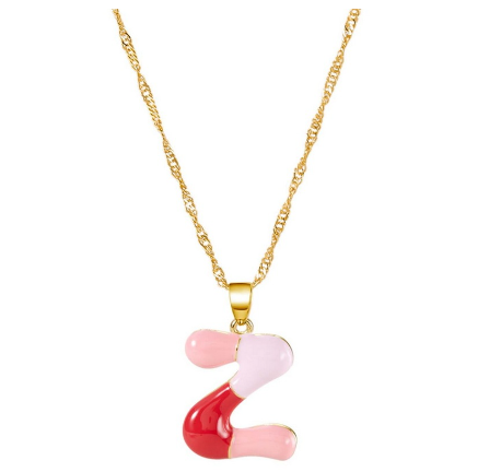 Fashion Simple English Capital A-Z Necklace Colorful 26 Letters Necklaces For Men And Women Jewelry Gifts Drip Oil Summer Letter Z
