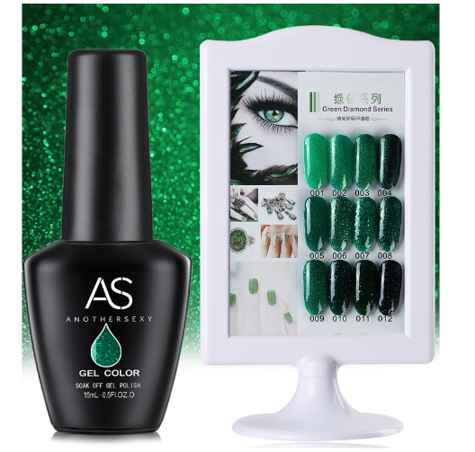 AS AnotherSexy New Series GREEN GLITTER Series 12 Colors to Choose 15ML
