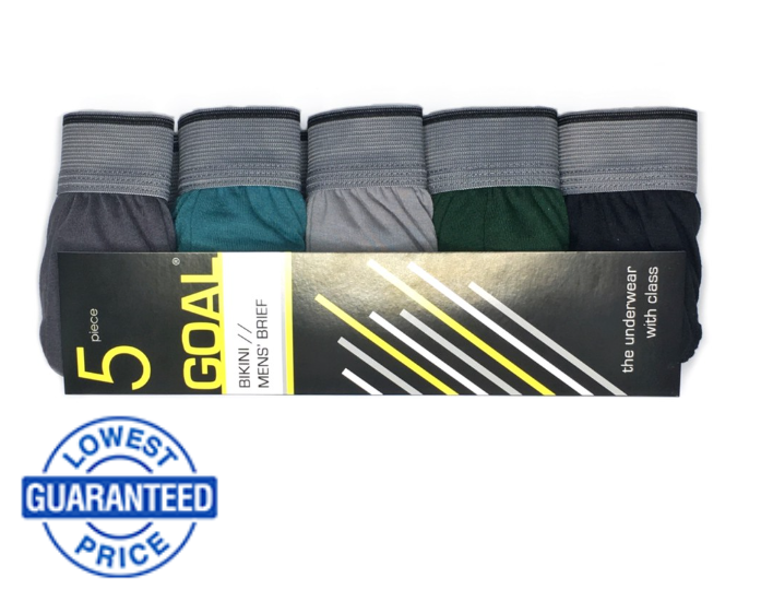 GOAL BY SORELLA men's 5 in 1 brief pack GBOT505 (SET OF 5) plain black grey dark grey army green