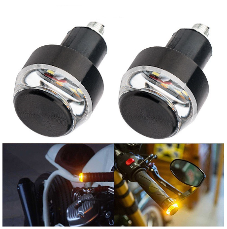 2PCS Motorcycle LED Handlebar End Turn Signal Light DC 12V White Yellow Flasher Blinker Side Lamp