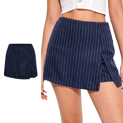 Lovito Women Split Front Shorts L67AD138 (Blue)