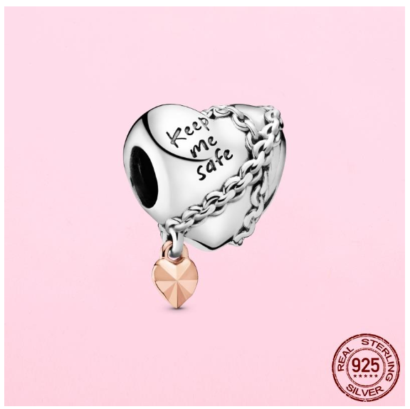 925 Sterling Silver Flamingo Leaf Rose Flower Charm CZ Luxury Pandora Pendant Fit Pandora Bracelet Necklace For Women DIY Making S32