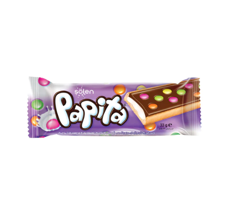 Papita Milk Chocolate Coated Biscuit with Milky Cream and Dragee Candies 33g