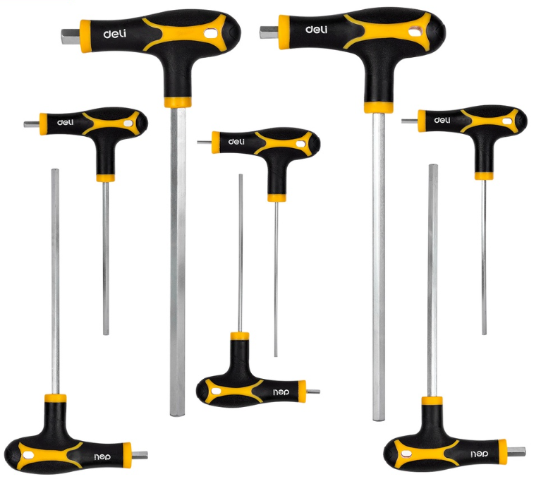 T-type Allen Wrench Screwdriver Flat Hex Driver Hand Repair Tool (8Pcs Set)