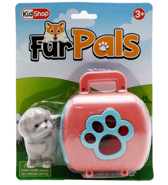 KidShop Fur Pals Pet and Carrier Dog Peach Cage Playset