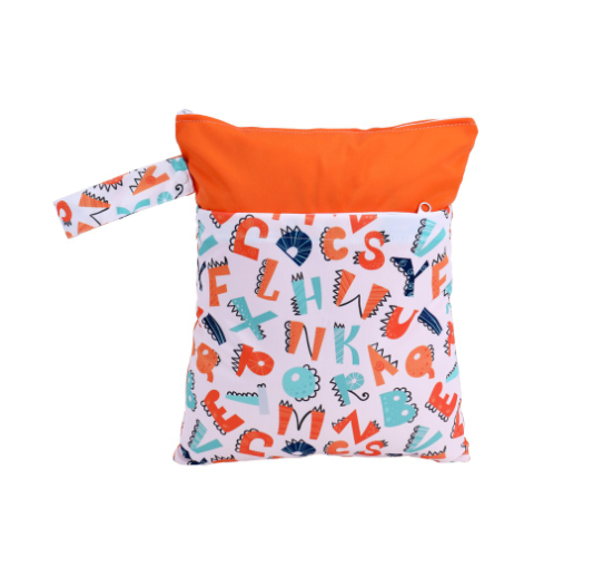 Reusable Waterproof Pattern Double Pocket Diaper Wet Bag DWB18