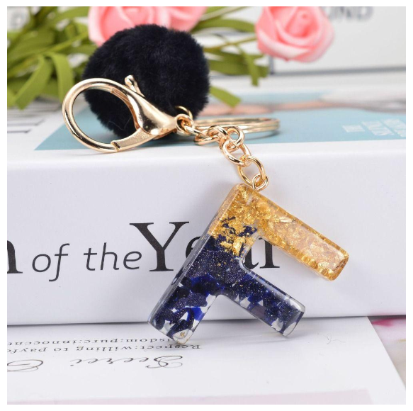 Lanfy Black Pompom Letter Keychain 26 Letter Initials Alphabet A To Z 26 Alphabet Keyring Cute A To Z 26 Black Pompom Resin Birthday Gifts F