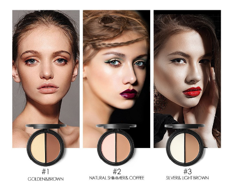 FOCALLURE Double Colors Highlighter Contour Powder Palette