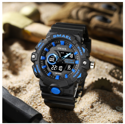 SMAEL Men's Quartz Shockproof Watch Outdoor Sports Multifunctional Military Wrist Watch Waterproof LED Alarm Stopwatch lmported m8