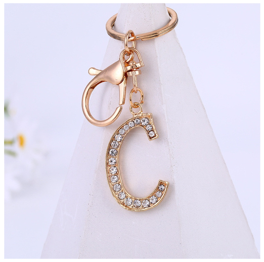 New A-Z 26 Letter Key Chains Stainless Steel Keychain Charm Fashion Accessories Key Ornaments C