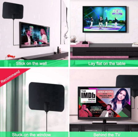 50 Miles TV Antena 1080P Digital HDTV Indoor TV Antenna Booster Active Aerial HD Flat Design