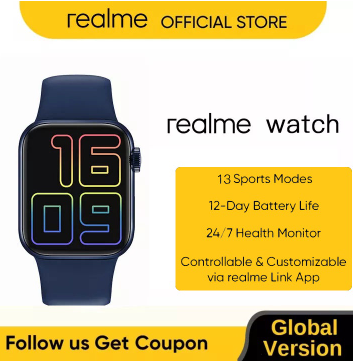2022 Newest Original Realme Smart Watch Sport Mode Men's Watch Waterproof Heart Rate Message Reminde