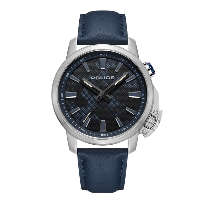 Police Kavalan Blue Leather Analog Quartz Watch For Men PPEWJD2202703