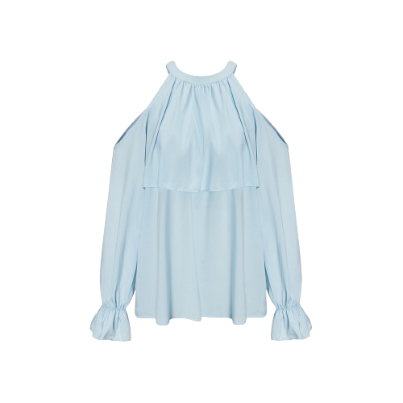 Lovito Women Casual Plain Tiered Layer Cold Shoulder Ruffle Shorts Sets L68ED134 (Sets/Shorts/)