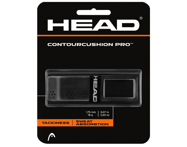 HEAD Contour Cushion Pro Tennis Racket Replacement Grip - Tacky Racquet Handle Grip Tape - Black
